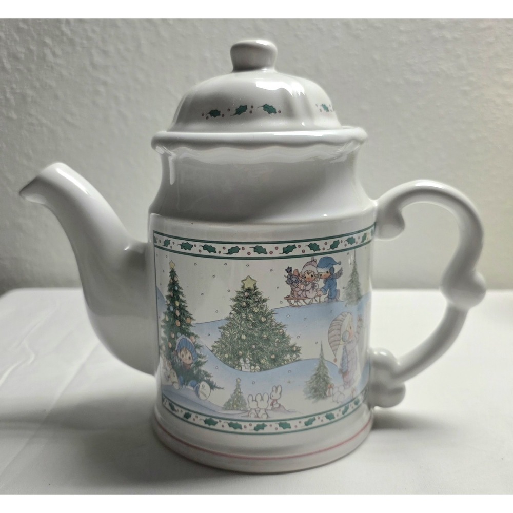 Enesco Precious Moments Tea Pot 1994 Christmas Tree Winter Decor